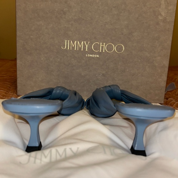 ❗️SOLD❗️NWT JIMMY CHOO Avenue 50 Smoky Blue Kitten Heel Mule Sandals - Picture 2 of 8